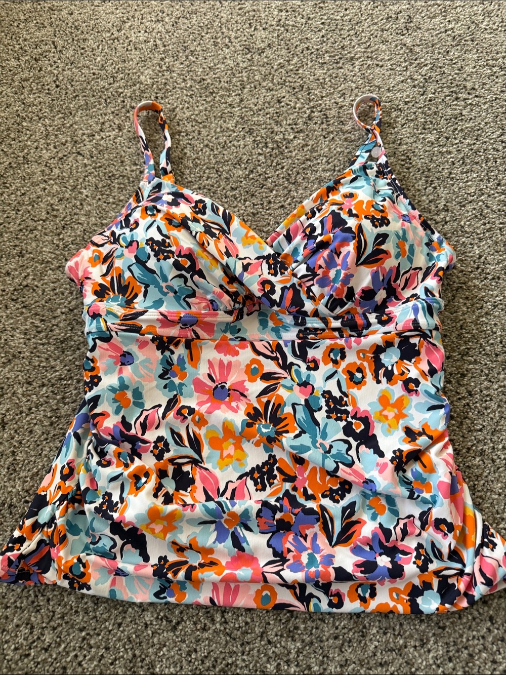 Anne Cole Floral Tankini Top in White, Blue, Pink, Orange, Black